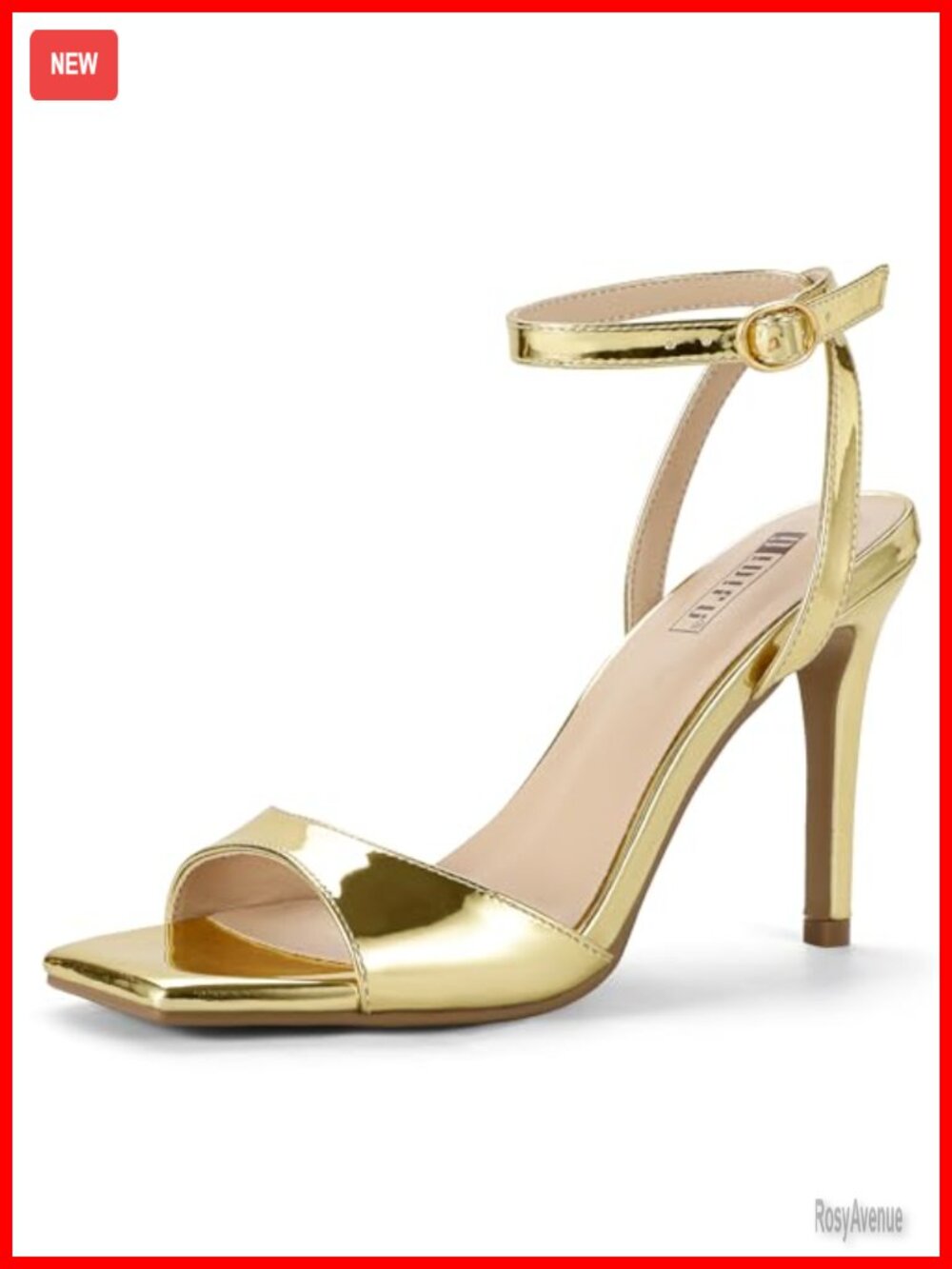 IDIFU Women's Square Open Toe Strappy High Stiletto Heeled Sandals